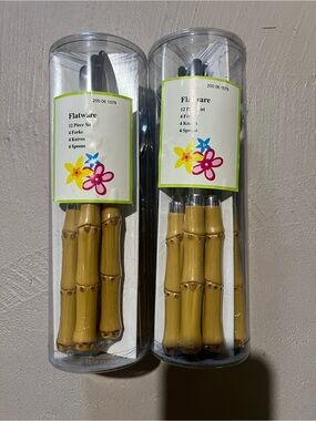 Target Bamboo-Style Handle Flatware Set in Yellow and Silver - 12-Piece